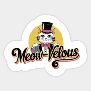 Meow-Velous Cat with Top Hat Graphic Sticker